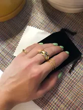 XIYANIKE-anillos de plata de ley 925 para mujer y parejas, joyería de fiesta curva de doble capa chapada en oro