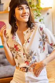 

Ola Women Yellow-Orange Gold Button Flowering Bluz BLZ-19000943