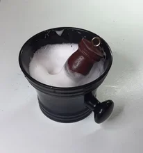 Limpieza de barbería y taza de sopa para hombre, tazón de afeitar de plástico con mango, tazón de jabón profesional para salón de casa