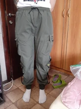 Pantalones Cargo de harén con bolsillos laterales para hombre, pantalón negro de Hip-Hop, informal, a la moda, ropa de calle, 2020 cintas