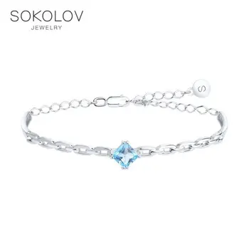 

Sokolov silver bracelet with Topaz, fashion jewelry, 925, women's male