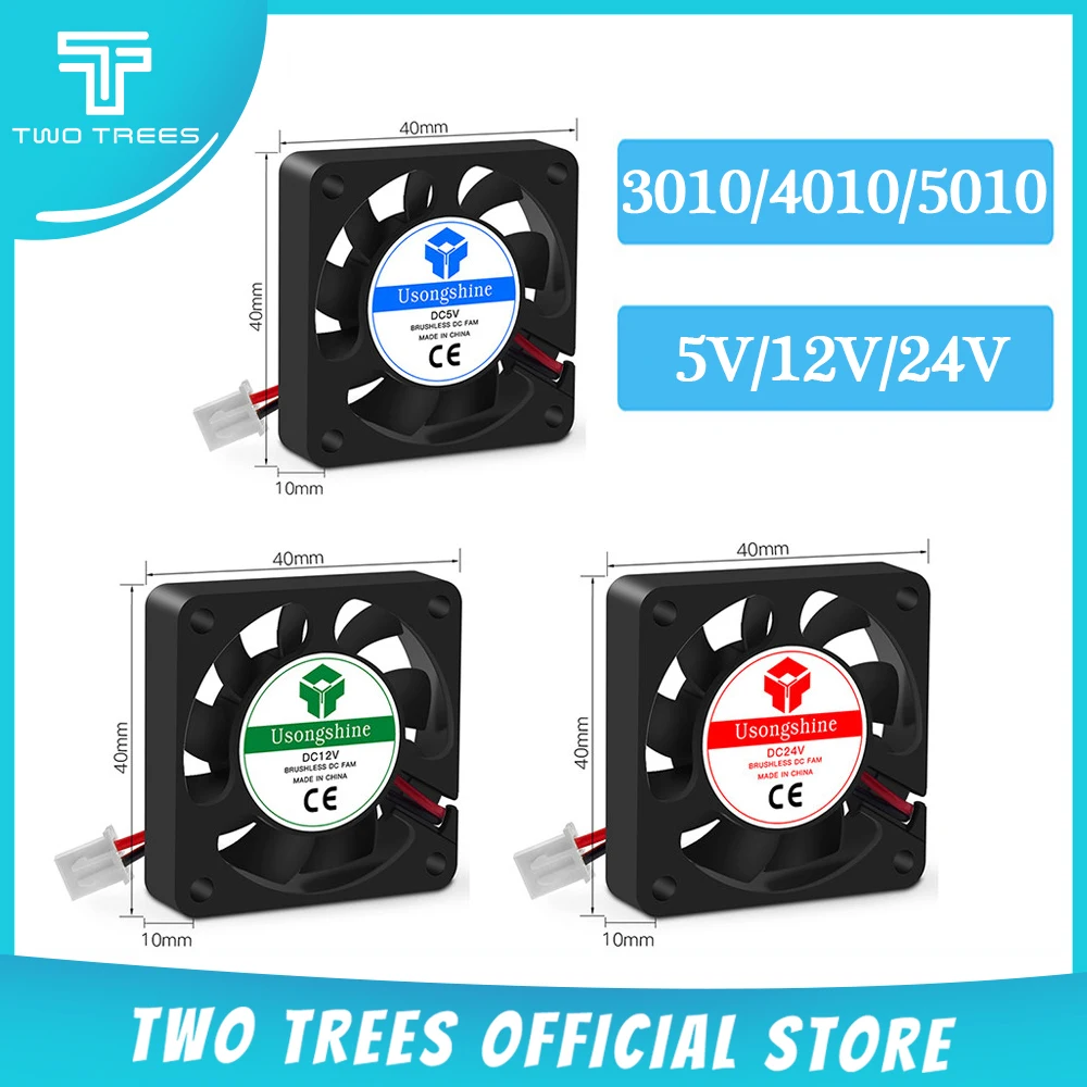 3D de ventilador de refrigeración 3010 de 4010 de 5010 DC/5/12/24V sin escobillas ventilador DC para disipador de calor de enfriamiento del refrigerador radiador 2 pin para fanáticos