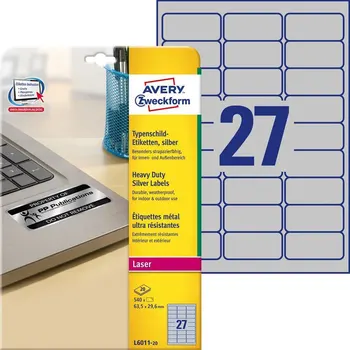 

Avery zweckform silver labels, 63,5X29,6mm, polyester, L,