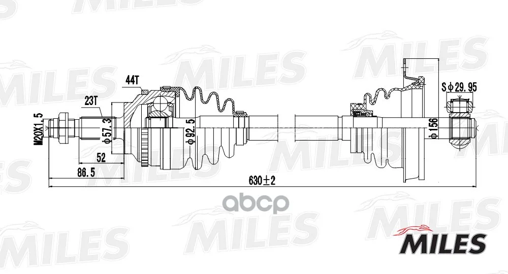 Привод В Сборе Renault Clio Ii/Kangoo 1.5dci 01-09 Лев. Abs Miles Gc01105 Miles арт. GC01105