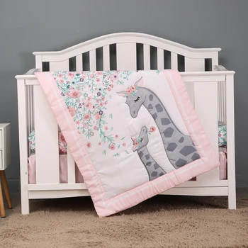 Pink Giraffe Crib Bedding Set 1