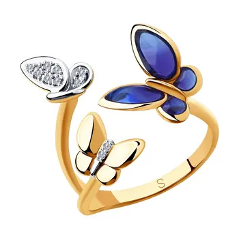 

Sokolov gold ring with diamonds, fashion jewelry, 585, women's male