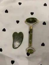 Rodillo masajeador Facial de piedra de Jade Natural, conjunto de rascador de Gua Sha verde, herramientas adelgazantes de belleza, 2 unidades
