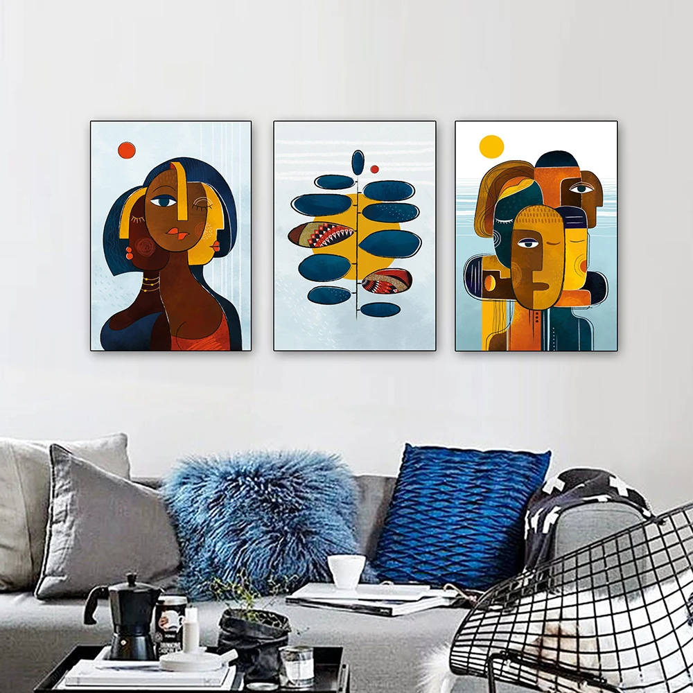 

Black Woman Abstract People Faces Canvas Painting Contemporary Art Poster Print Girl Wall Art Picture for Living Room Home Decor