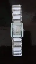 Elegant Women Wristwatch Bracelet Ceramics Silver White CHENXI Lady Luxury Brand Rhinestone