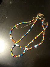 Collar de satélite multicapa con cuentas de arcoíris para mujer, joyería Bohemia hecha a mano, con personalidad