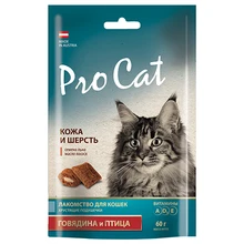 Лакомство для кошек PRO CAT Подушечки, Здоровая кожа и шерсть, 60г