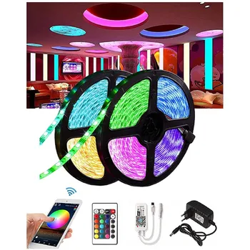 

5050 SMD LED Light Strip Flexible Ribbon Waterproof 5M RGB Light Strip DC 12V 24-Key/44-Key IR/WiFi Remote Control Adapter