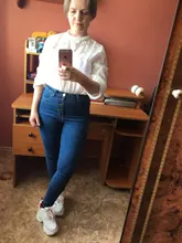 Pencil Jeans Pants Tight-Trousers Slim-Fit Four-Buttons Skinny Stretch Denim Vintage