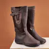 Mongolki women's natural brown with a lock, felt, Mongolian winter boots, very warm, from natural suede and fur ► Photo 3/4