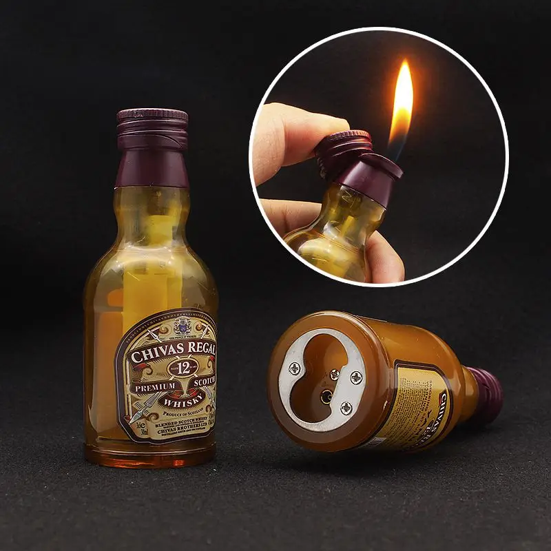 

Creative Multifunctional Beer Bottle Lighter Wine Opener Mini Butane Gas Open Flame Lighters Cigarette Lighter Gadgets For Men