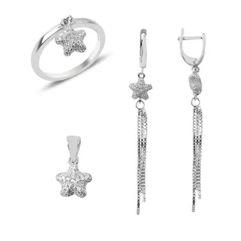

Angemiel 925 Silver Zircon Stone Dangle Set - 20