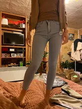 Pantalones vaqueros elásticos de cintura alta para mujer, pitillos hasta el tobillo, ajustados, con realce, color negro y azul, 2020