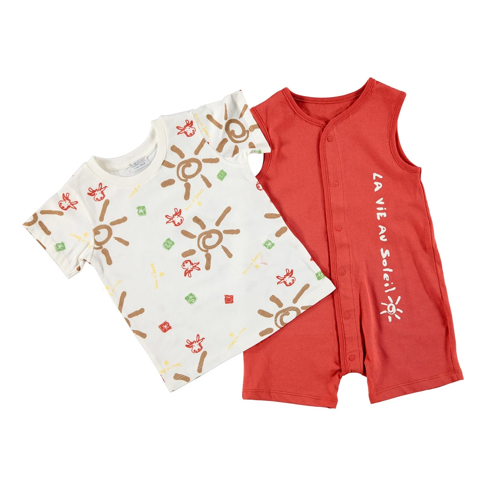 Ebebek HelloBaby/футболка с надписью Soleil для маленьких мальчиков Комплект комбинезонов|