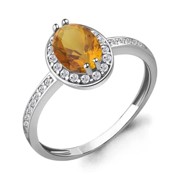 

Silver ring with citrine and cubic zirconia
