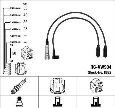 Провода в/в VW G4/PASSAT1.8/2.0 RC-VW904 NGK 8622 |
