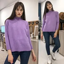 Sweater Pullovers Mock-Neck Beige Purple Winter Green 8-Colors High-Quality Women C-232