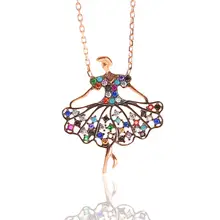 Серебряный Розовый красочный кубический цирконий балерина девушка кулон
