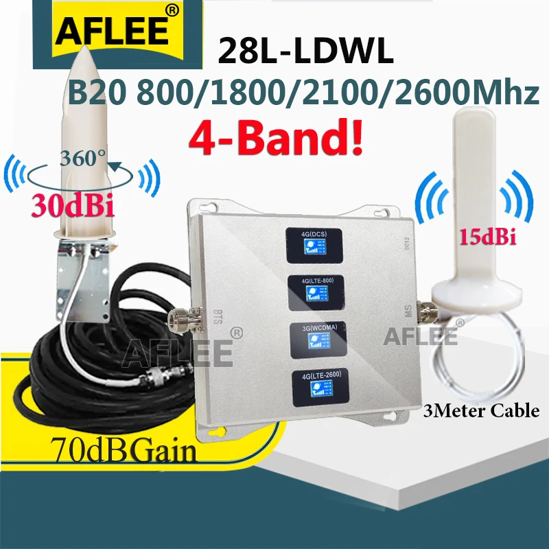 Amplificateur 4G/5G 5 Bandes - Compatible Free, Orange, SFR, Bouygues - Antennes Incluses