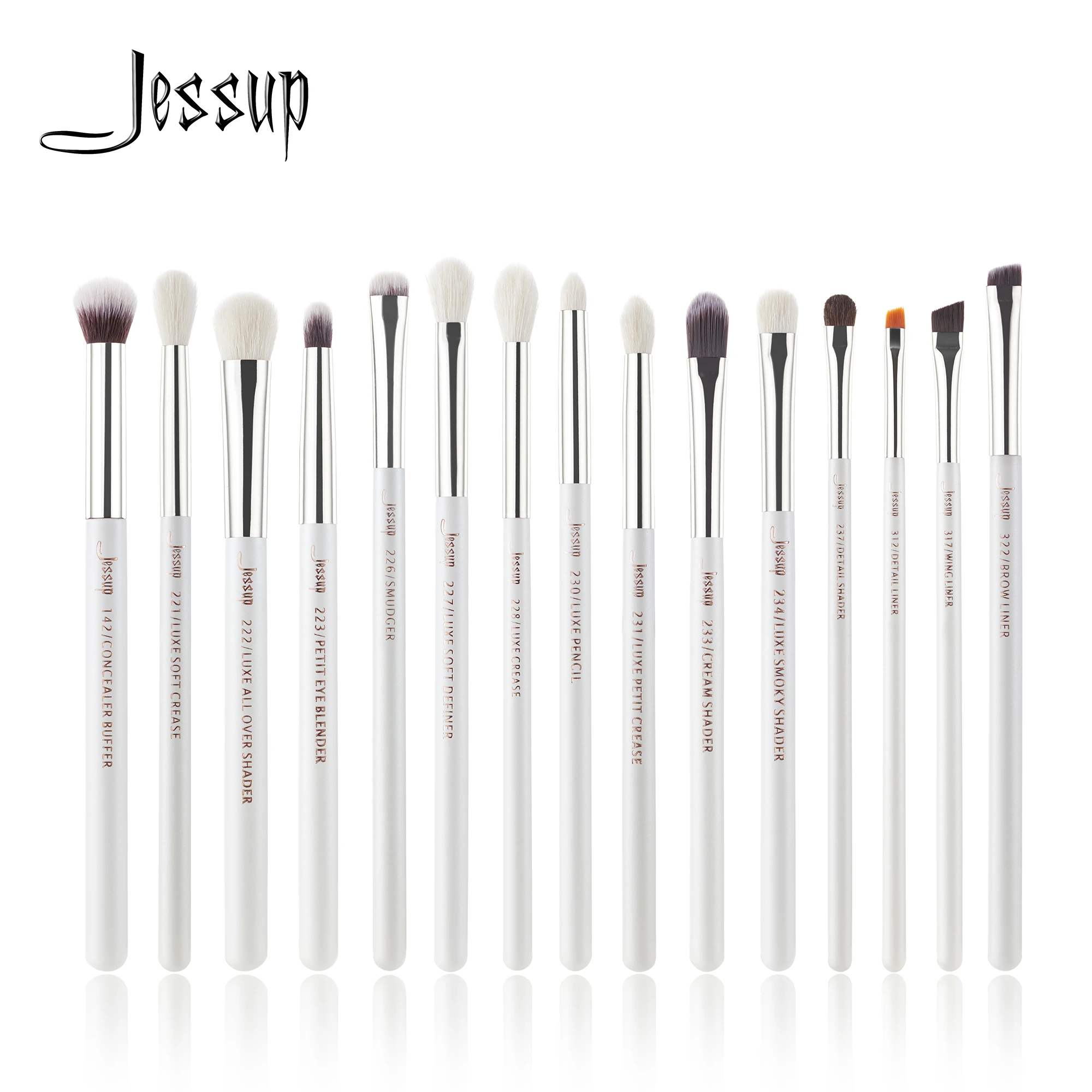 Jessup Pearl White/silver Professional Makeup Brushes Set Make Up Brush Tools Kit Eye Liner