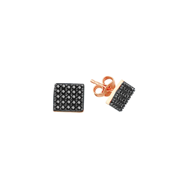 Квадратные серьги-гвоздики Mini onix с кубическим цирконием