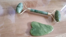 Rodillo de piedra de Jade Natural para masaje Facial, masajeador de gua sha, rascador, herramientas adelgazantes de belleza, relajación de la piel