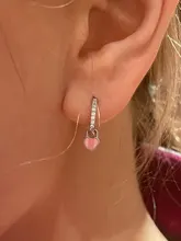 Pendientes con argolla de corazón para mujer, de Plata de Ley 925, aretes coreanos de corazón esmaltado, accesorios de fiesta para niña