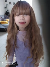 OneNonly-Peluca de cabello sintético largo degradado para mujer, pelo Natural resistente al calor, ondulado y suelto con flequillo, color marrón y Rubio, para Cosplay