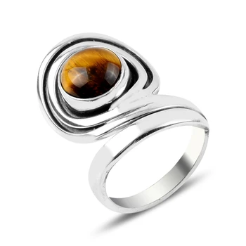 

Silver 925 Sterling Tiger Eye Stone Hand Handwork Ring