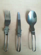 3 uds 1 set portátil al aire libre Camping viajes Picnic plegable de acero inoxidable cubiertos cuchara tenedor cuchillo vajilla envío gratis