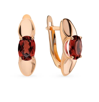

Gold earrings with Garnet sunlight sample 585