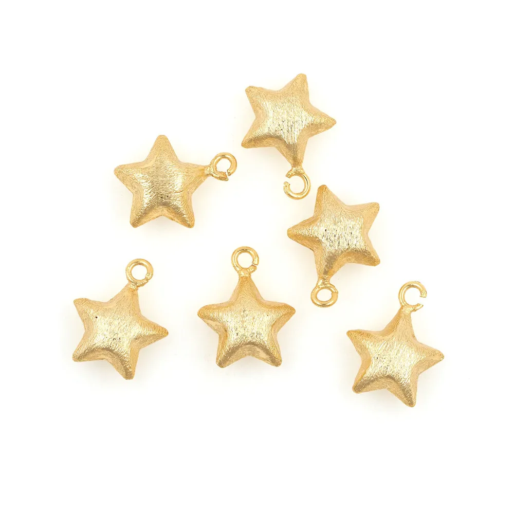 

Golden Round Star Exquisite Five-Pointed Star Necklace Polished Gold-Plated Pendant DIY Jewelry Making Accessories 15x12.3x5.7mm