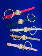 Conjunto de relojes de pulsera con cielo estrellado para mujer, pulsera de cuarzo de cuero informal, 2020