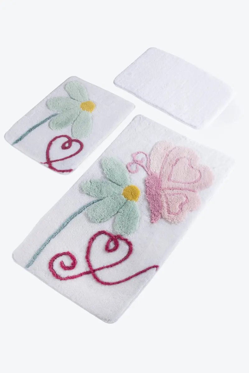 Коврик для ванной | коврик для ванной нескользящие Противоскользящие коврики Ponte белый 3л набор 60X100 cm-50X60 Cm-40X60 см