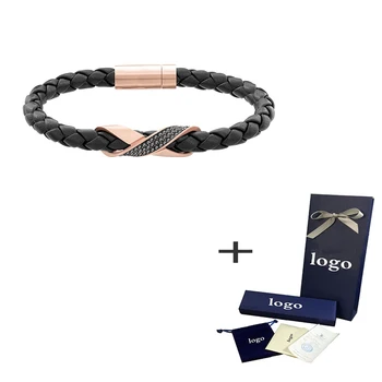 

SWA 2019 Fashion New CROSS SIGNATURE Bracelet Leather Magnetic Buckle Black Men's Jewelry for Boyfriend Birthday Gift