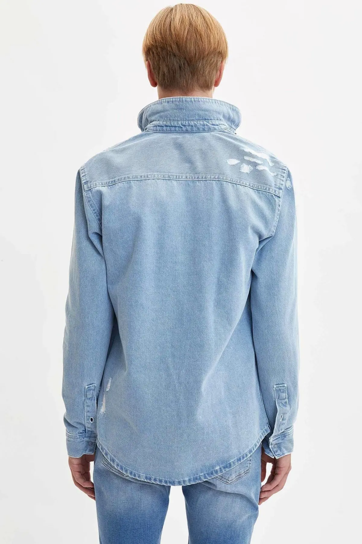Дефакто Мужская Shirt-L1829AZ19WN с длинным рукавом