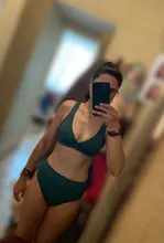 Womens Swimsuits Swimwear Bikini-Set Ribbed Push-Up Black INGAGA High-Waist Biquini