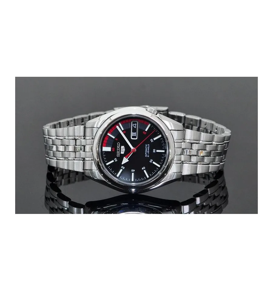 Seiko 5 men's automatic watch SNK375K1 Speedmaster dial Black 37mm strap  steel|Sports Watches| - AliExpress