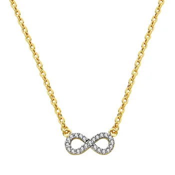 

18k gold pendant chain infinity symbol zircons 45cm. [AB2882]