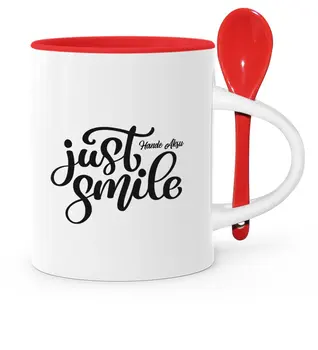 

Personalized Just Smile Notlu Red Spoon Mug Cup