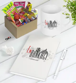 

Personalized Best Banker Nostalgic Lezzetler Notebook Pen Mug Gift Set