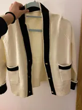 Cárdigans de punto Vintage para mujer, suéteres de manga larga con cuello en V, blusas ajustadas coreanas para oficina, cárdigans 2019