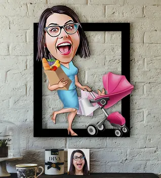 

Personalized Housewife Caricature OF 3D Wood Tablo-1 Reliable Quality Cost Effective Funny Fun Custom Design gift