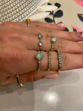 Anillos metálicos de dedo con piedras coloridas para mujer y niña, HZ, 2019, Vintage, color plata, para verano