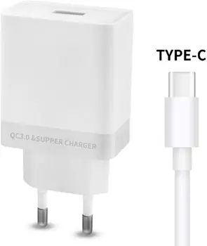 

BEISK, Super Cargador USB Pared + Cable Tipo C, Súper Rápida, 4.5A, Enchufe Europa, Blanco