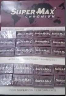 Лезвия бритвы с платиновым покрытием SUPERMAX chrome DOUBLE EDGE 100 шт. парикмахерские|Бритва|